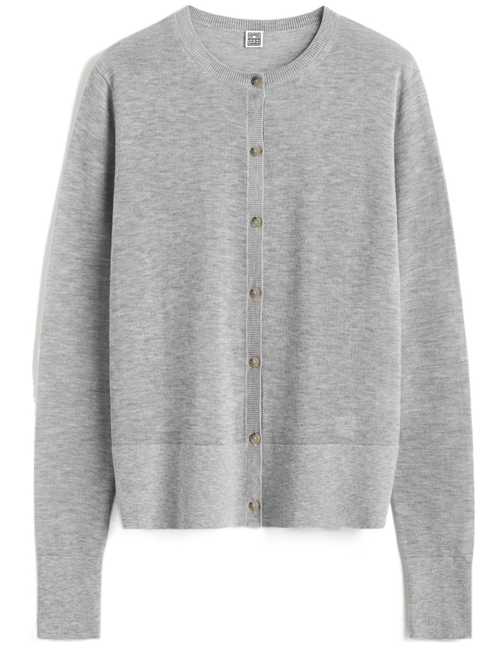 Toteme Gray Fine Knit Cardigan Sweater